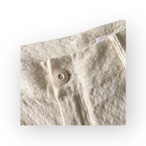 new La Rok ༄ Gold Lurex Thread Knit Dressy Cargo Bermuda Shorts ༄ Creamy White 8 - Picture 7 of 16